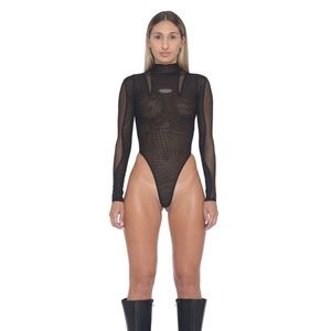 Hmn Alns Black Mesh Bodysuit size Small